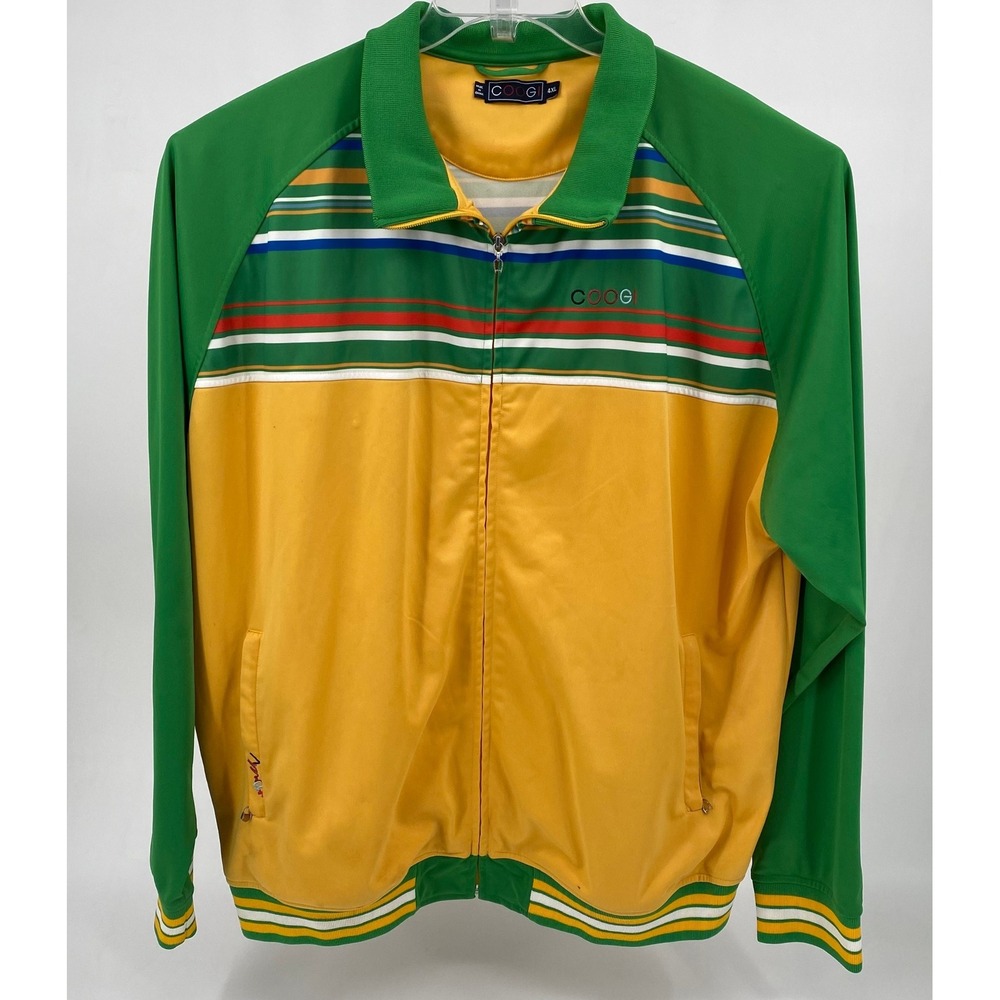 COOGI Vingtage Track Jacket Men's 4XL Full Zip Yellow Green Retro Sporty *READ*